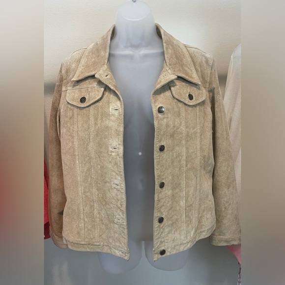 Fabio Women Jacket Tan Washable 100% Suede Leather Bikercore Western - Picture 3 of 10